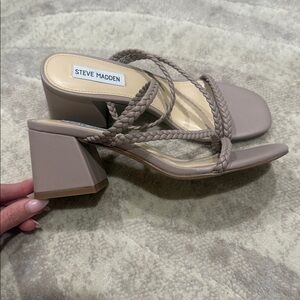 Steve Madden Beige Braided Block Heel Sandals NEW
